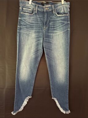 Hudson Jeans Blue Ankle Crop Frayed Hem Slim Jeans